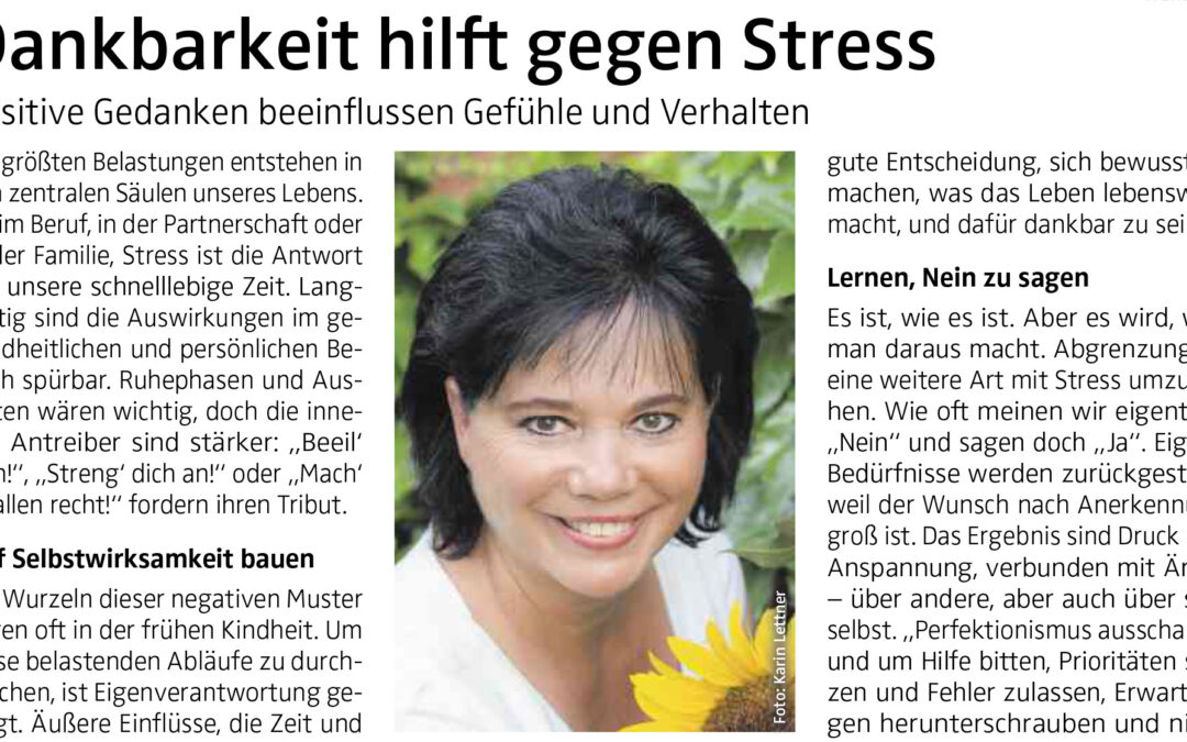 Dankbarkeit hilft gegen Stress